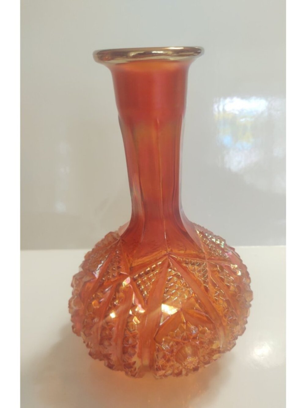 Imperial Glass Carnival Glass Daisy and Button Marigold Decanter 8"